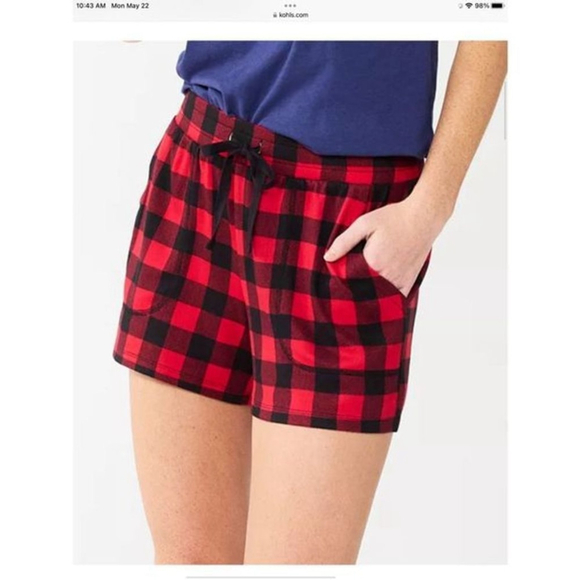 Sonoma sleep shorts Woman's size XL black and red plaid mid rise NWT - Picture 15 of 16
